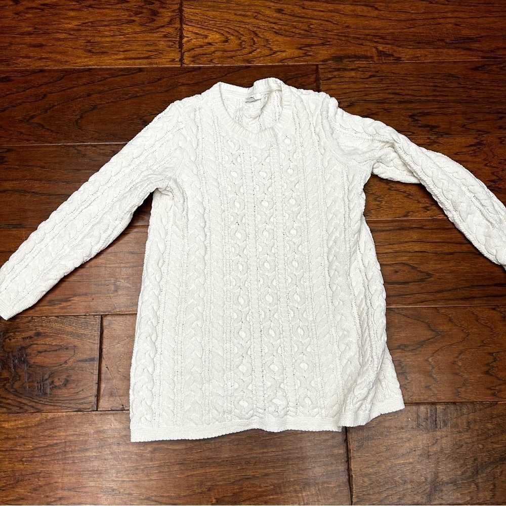 J‎ Jill petite preppy casual chic old money cable chunky knit sweater